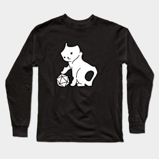 Cute Cat with Polyhedral D20 Dice Long Sleeve T-Shirt